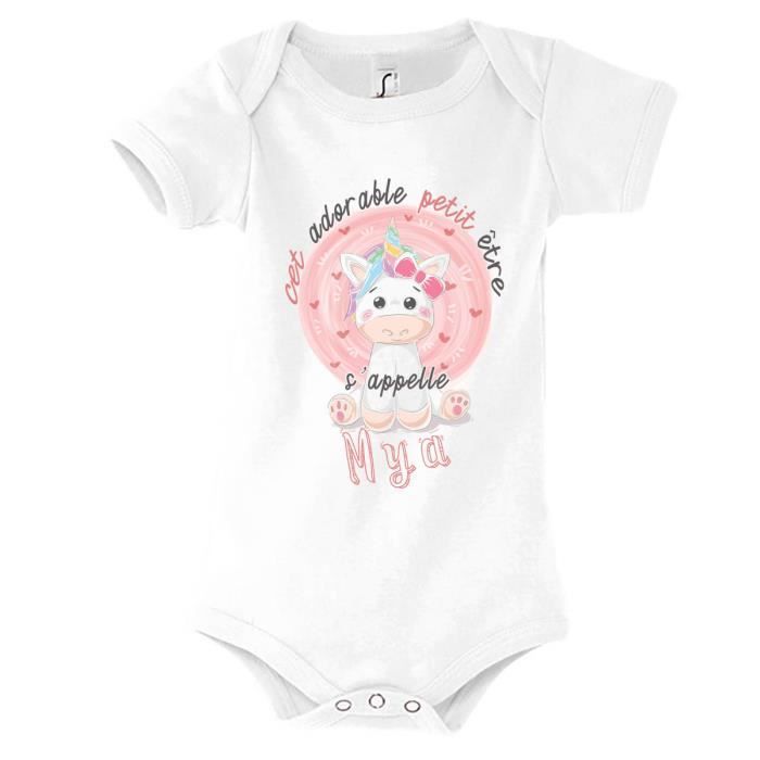 Valentine | Body Bébé Prénom Fille | Comme Maman Yeux De Biche | Vêtement Bébé Adorable Pour N 3-6-mois Blanc - Prêt-à-Porter