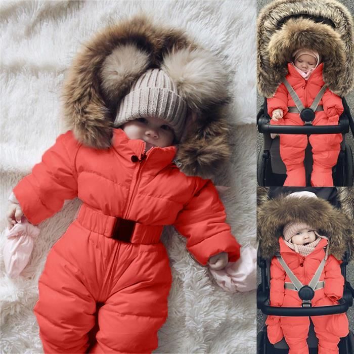 Manteau De Garcon Hiver Infantile Bebe Garcon Fille Barboteuse Veste A Capuche Combinaison Manteau Chaud Survetement Orange Achat Vente Manteau Caban Cdiscount