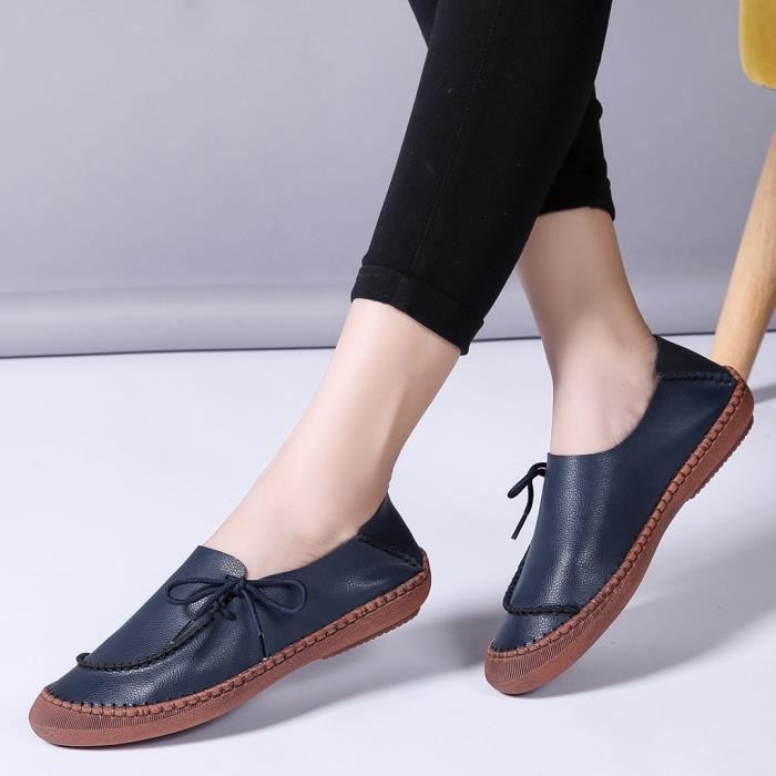 Chaussures Femme Cousues Main Semelle Souple – Confort Ortopédique, Imperméables – Automne Hiver