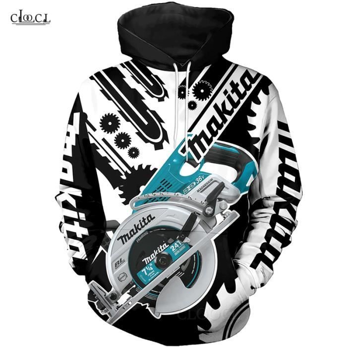 Sweat a capuche Makita Outils 2021 Noir Vert Polyester Hoodies Black green Cdiscount Pret a Porter