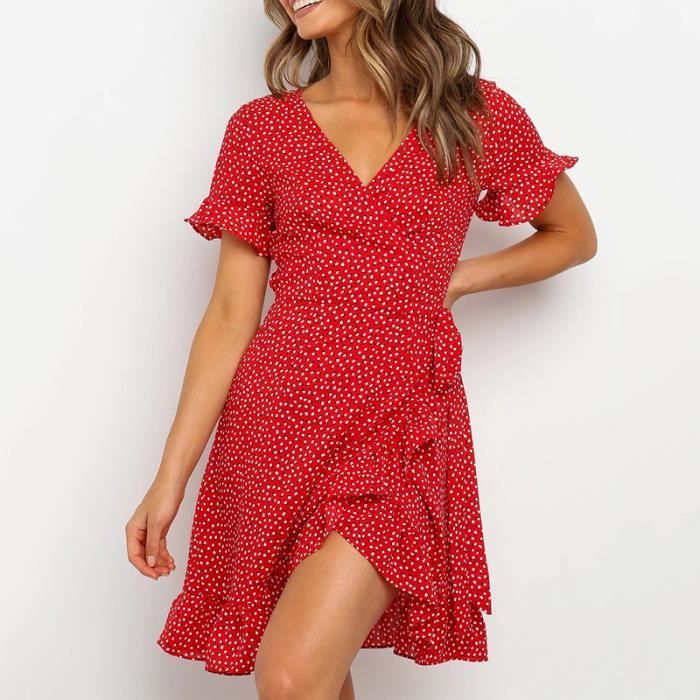 Robe ?� fleurs - rouge ?� fleurs courte et Red - Cdiscount Pr??t-?�-Porter