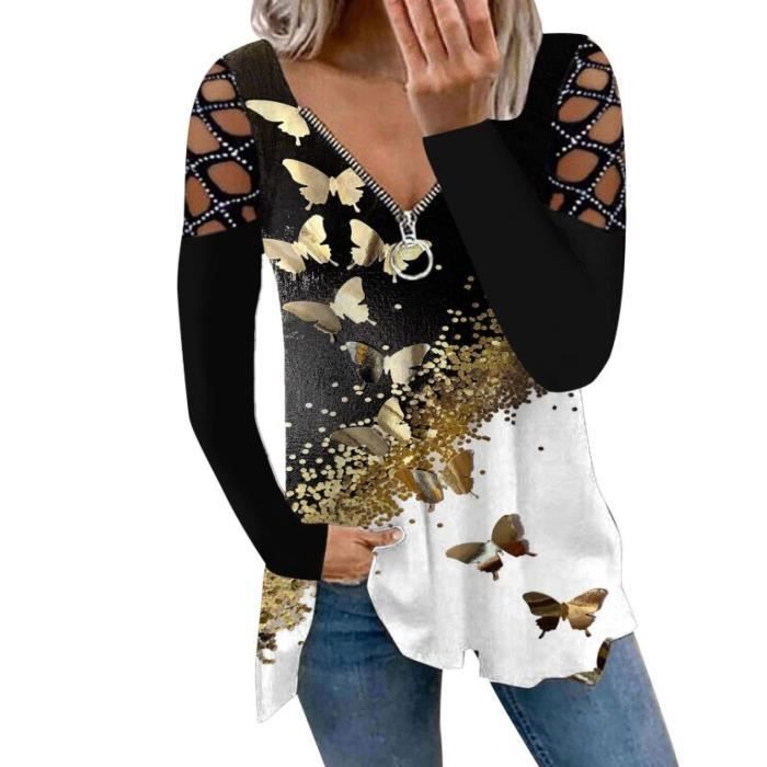 Chemisier Femme Décontracté Imprimé Floral Manches Cloche Manches