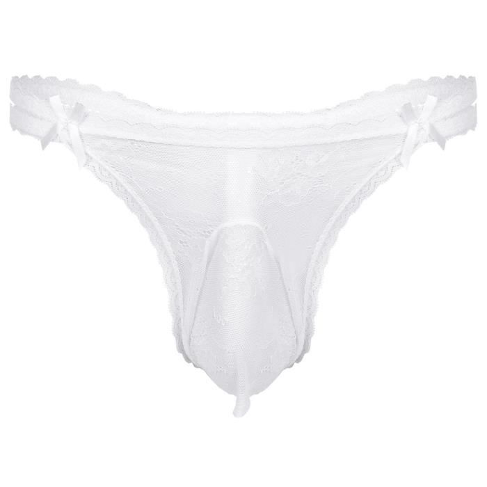 Homme Charme Sous-vêtements String Slips Bowknots Dentelle Taille Basse Bikini Lingerie Cale?on