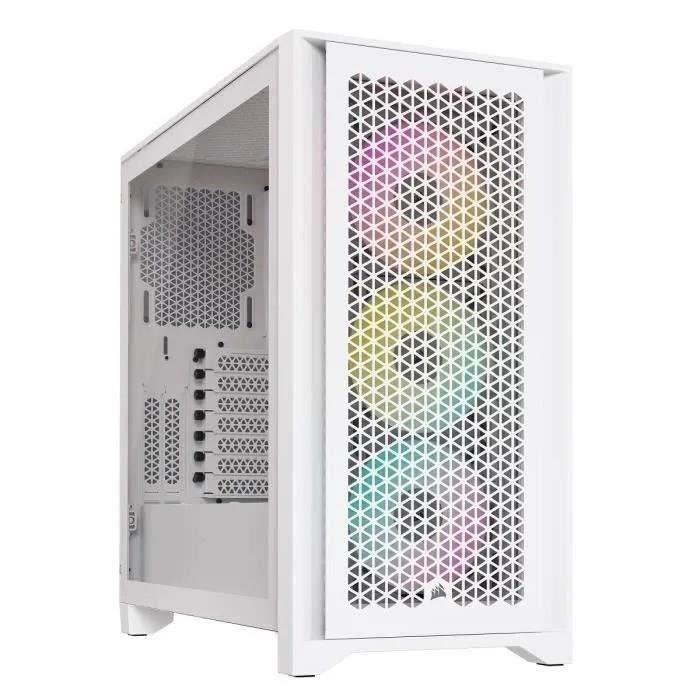 Boitier PC - CORSAIR - CC-9011241-WW - iCUE 4000D RGB AIRFLOW - Moyen-tour - 3 fans AF120 RGB ELITE - iCUE Lighting Node PRO - Blanc