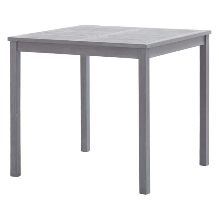 bingo - table à manger terrasse-table de jardin gris 80x80x74 cm bois d'acacia massif|21559