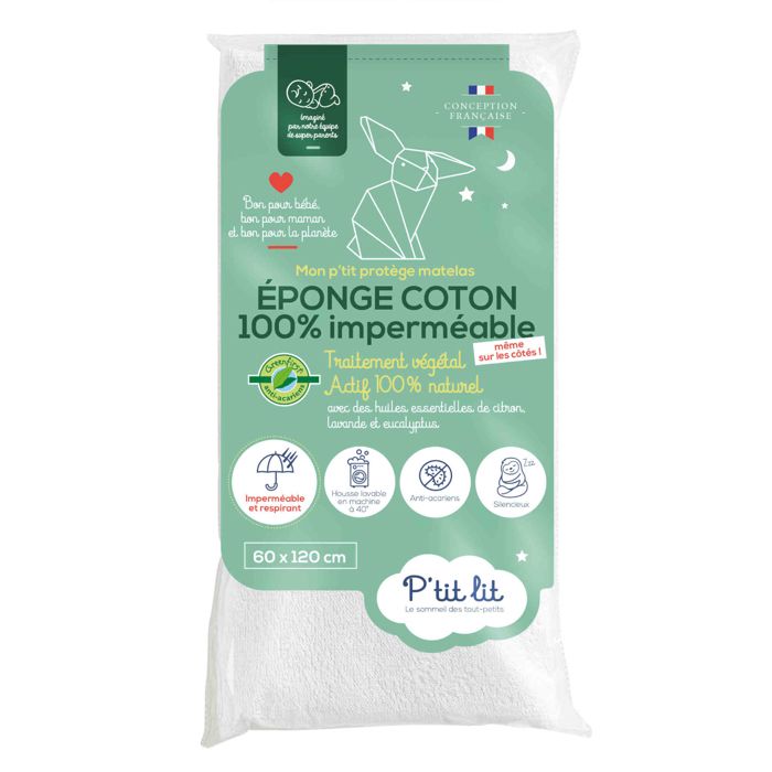 Protège Matelas Bébé P'tit Lit - 60x120 Cm Imperméable Anti-Acariens - Coton OEKO-TEX