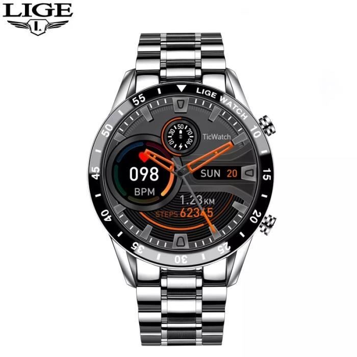 Montre Connectée LIGE Homme 1.43'' AMOLED Appel Bluetooth 120 Sports Étanche IP68 - Téléphonie