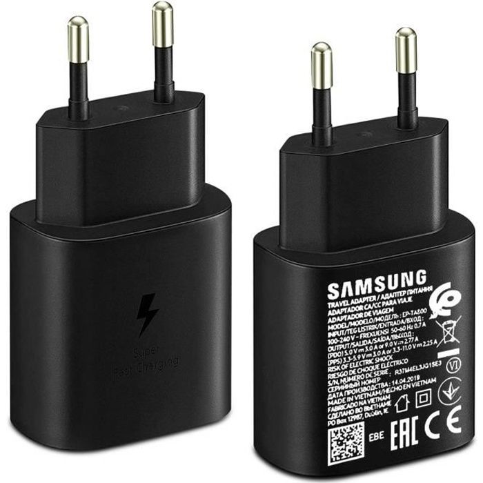 Port USB Type C Samsung Chargeur Secteur Rapide 25W sans c/âble