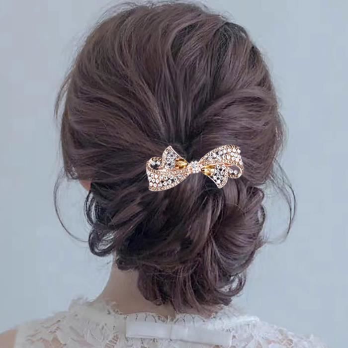 Barrette/broche Vintage à Cristaux - Base Couleur Or, Occasion (réf A04)