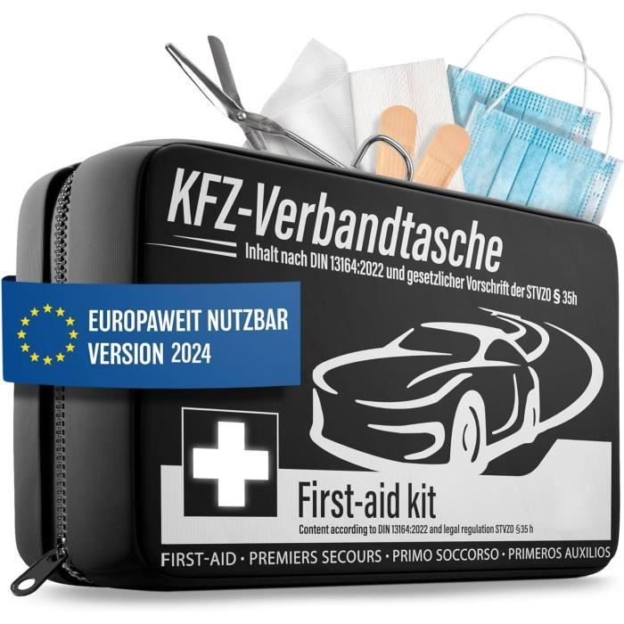 Kit De Sécurité Voiture 3 En 1 - Sac Premiers Secours, Gilet Et Triangle - Conforme Normes