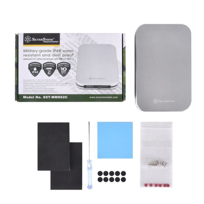 Silverstone MMS02C Boîtier disque durSSD Aluminium 2.5 Neuf - vue 4