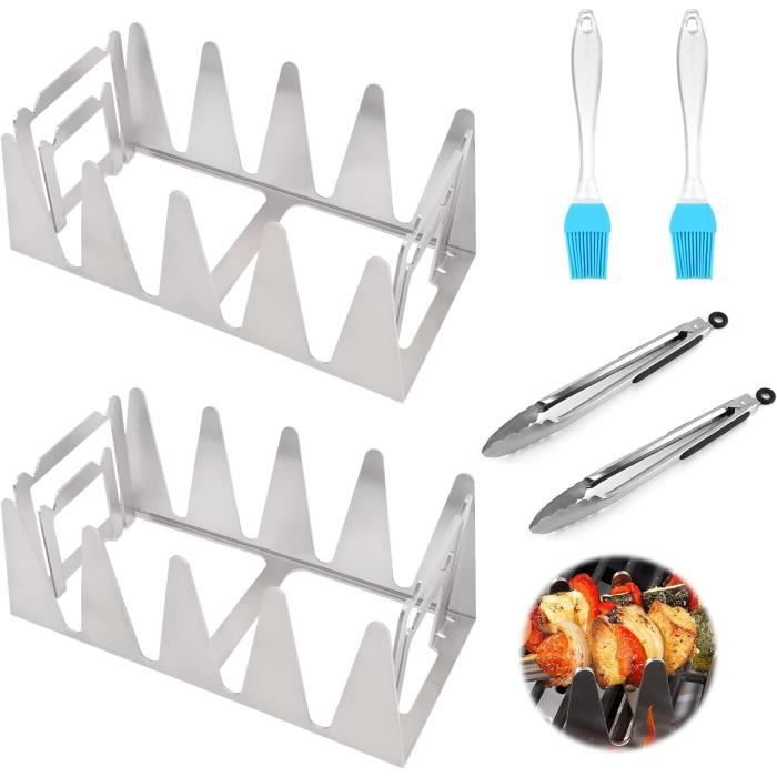 Support à Hot Dog Pour Barbecue – 2 Pièces En Acier Inoxydable, Portable, Pour Camping Et Fêtes - 3