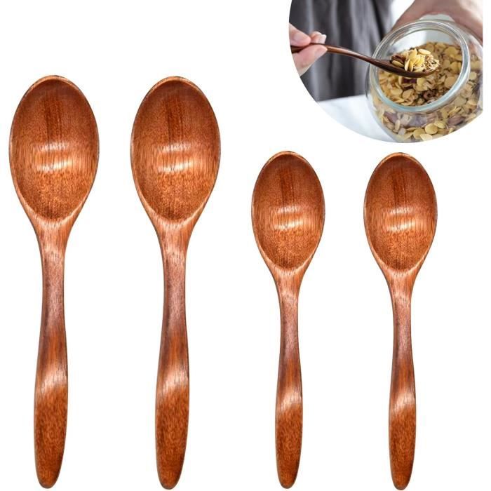 Cuillere En Bois Set De 6, Cuillere A Cafe En Bois Naturel Petite Cuillere En Bois Cuillere Bois Mini Cuillere En Bois Cuillère En Bois Cuisine Thé Café Miel Assaisonnement Fouetté (13cm