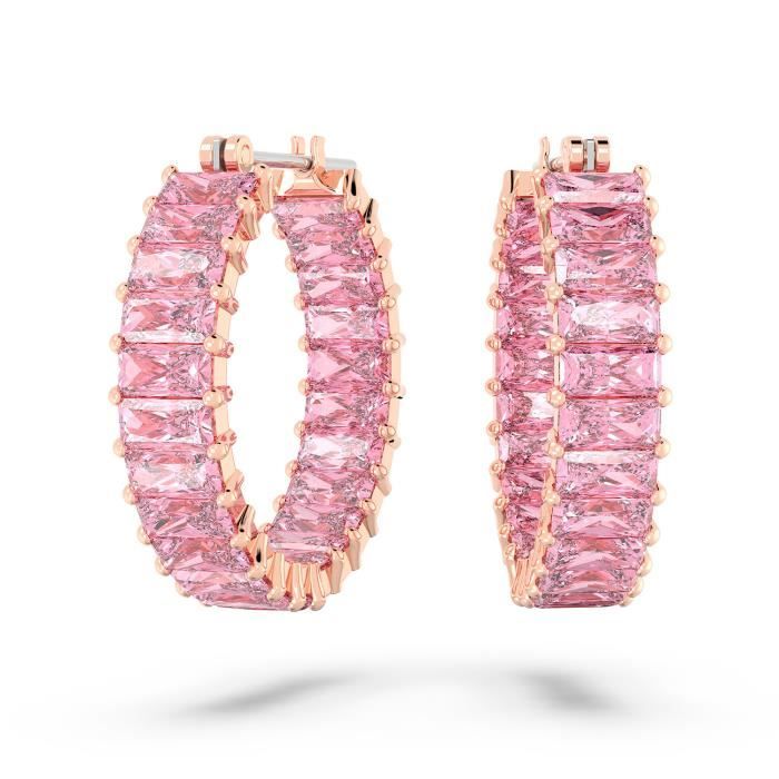 Boucles d'oreilles femme - SWAROVSKI - Boucles d'oreilles Swarovski Matrix roses - Couleur de la matière:Rose