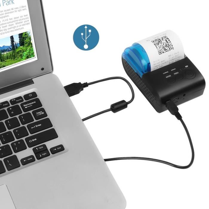 Imprimante Thermique Sans Fil 58mm - Portable Pour Reçus Et étiquettes Via Bluetooth/USB