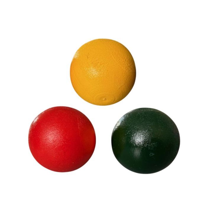 Lot De 3 Cochonnets Pétanque Club - Bleu, Blanc, Jaune - En Bois - Pour Jeux En Extérieur