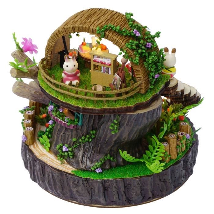 DIY Miniature Dollhouse Kit Artisanat Poupée Minuscule Maison Kit Miniature Modèle Forêt Maison Impression Hawaii 3D en Bois Puzzle Jouet Cadeau pour Enfants Ami Décor À La Maison 