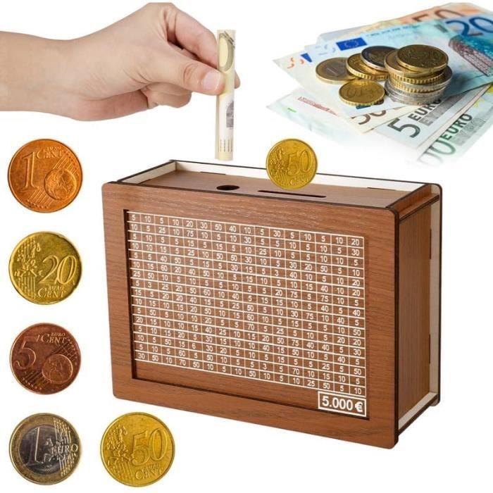 Tirelire En Bois Avec Objectif - Épargne Ludique Pour Enfants Et Adultes - Réutilisable Avec Chiffres à Cocher