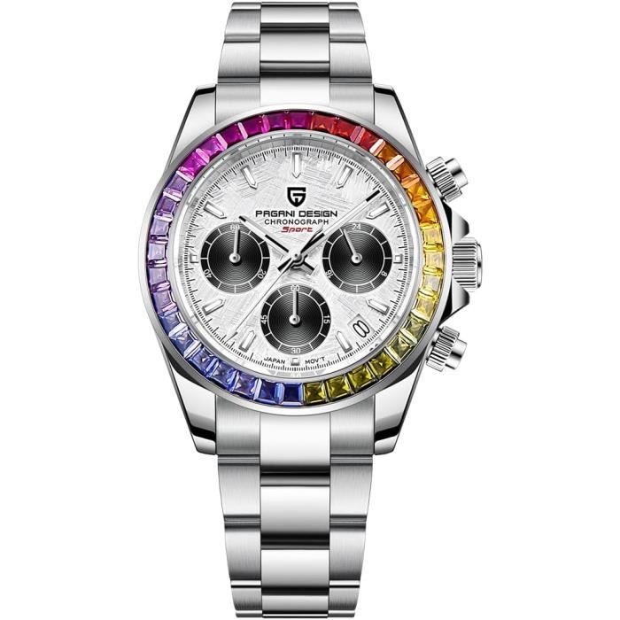 Montre Chronographe Homme Vintage Mécanique Suisse - Cadran Panda - Années 70 - Occasion
