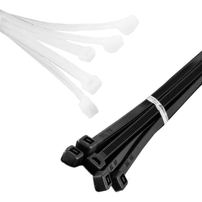 Attaches Câbles MutecPower 78cm - Lot De 10 (5 Noires, 5 Blanches), Support 80kg
