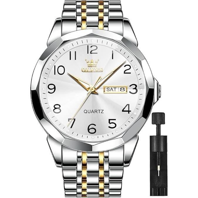 Montre Hommes Loisir Acier Montre Homme CIVO Acier Argent: Cadran Noir U00c9tanche Montre Bracelet Pour Homme Calendrier Lumineux - Analogique Quartz Montre Classique Cadeau G Shock Montre Analogique Homme