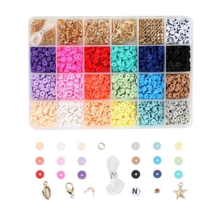 Kit de Fabrication de Bijoux, Perles en Argile DIY pour Fabrication de  Bracelets Colliers Boucles d’Oreilles Faisant Créatif