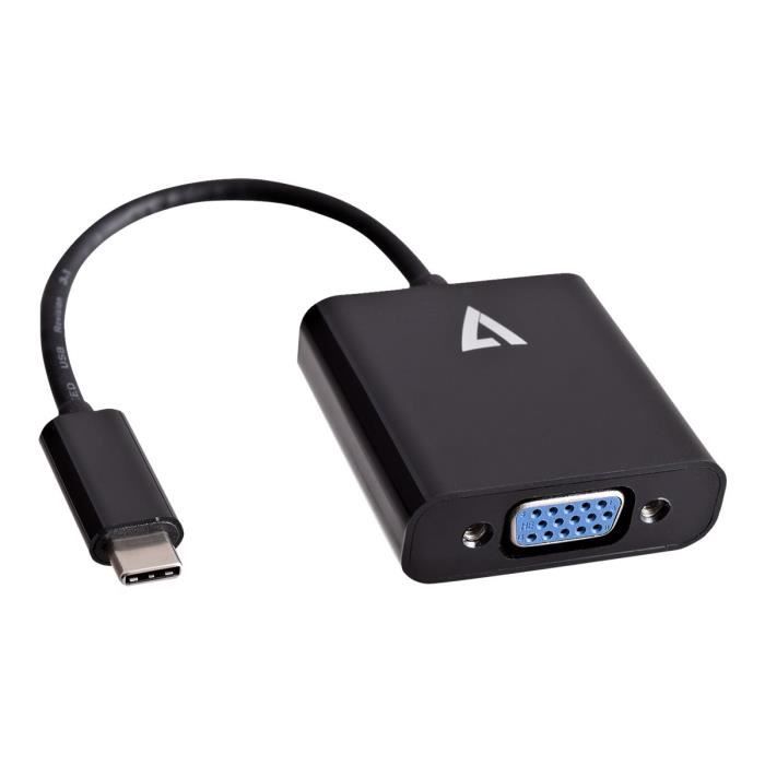 V7 Adaptateur Vidéo - Type C Mâle USB to HD-15 Femelle VGA - Noir