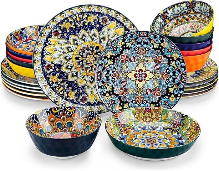 Service de Table - vancasso - SIMI - 24 pièces - Porcelaine - Style bohème coloré