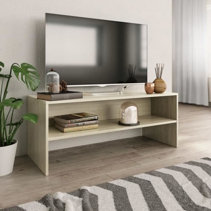 Meuble TV - VIDAXL - Chêne sonoma - 100 x 40 x 40 cm - Aspect bois - Contemporain - Design