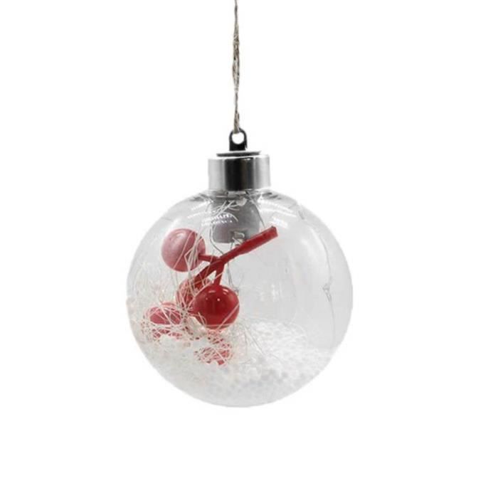 8cm Noël Boule De Noël Led Circulaire Lumineux Pendentif En Plastique Boule Pendentif Suspendus Ornements Avec Pile Bouton Hp0022