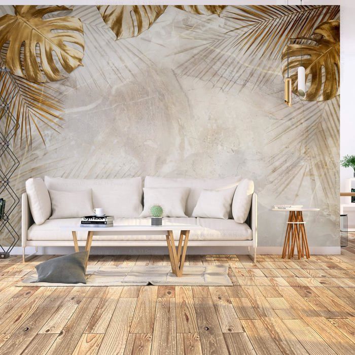 Papier Peint Panoramique Plantes or 350x256 cm Décoration murale ...