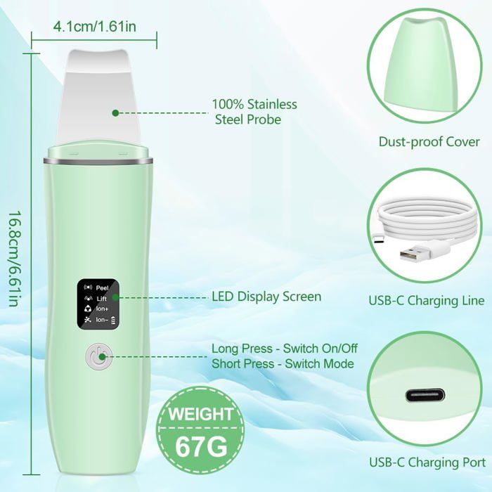 Nettoyant Visage à Ultrasons 6-en-1 - Vitesses Réglables Pour Tous Types De Peau, Neuf