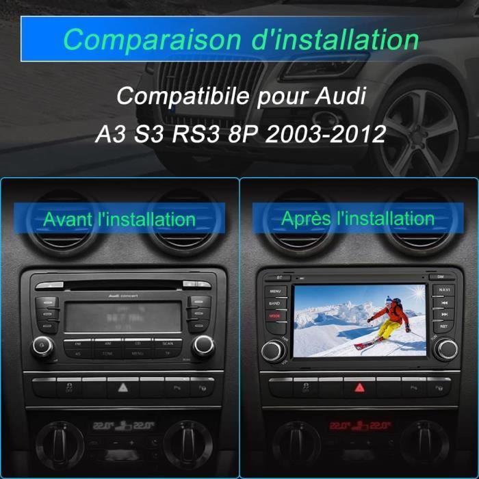 7 Pouces Android 10 Autoradio Double Din Stereo pour Audi A3 8P S3