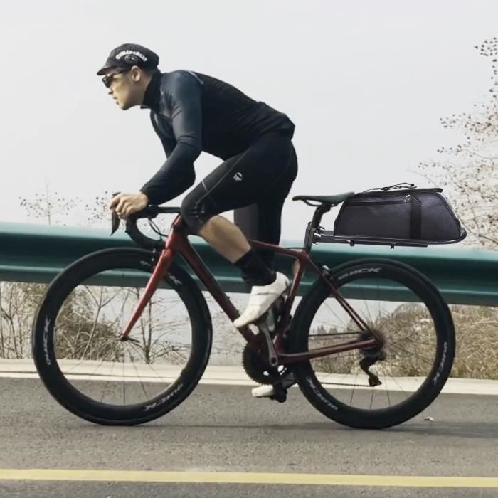 Porte-Bagages Vélo Arrière - Alliage Aluminium, Capacité 10kg - Réglable Pour VTT, Route 24-29" - Noir