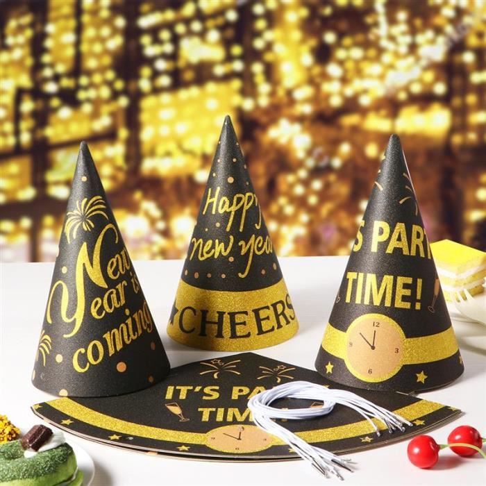 Chapeaux de fête du Nouvel An pour enfants et adultes, cône en