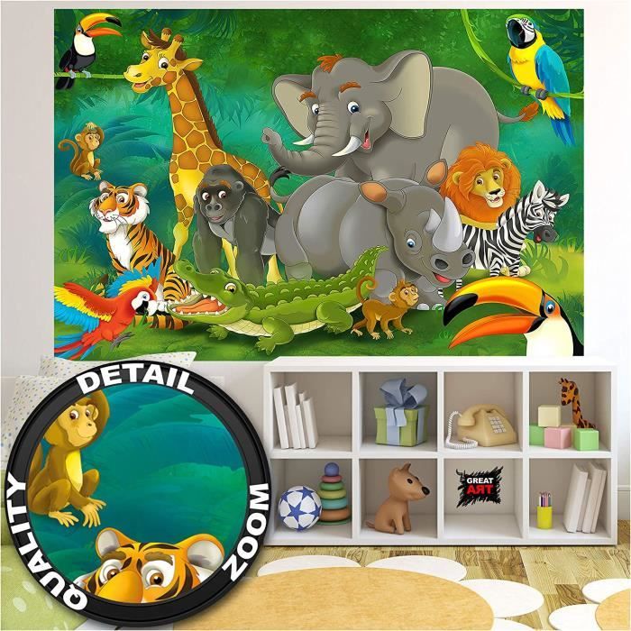 SL.GT,Affiches pour Chambre d'enfant Posters de Bébé Fille Animaux de la  Jungle Décoration