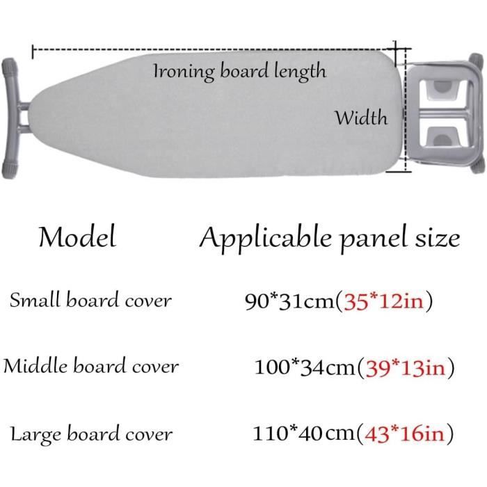 Housse De Table à Repasser XXL 144x52 Cm - En Coton Haute Densité, 4 Clips De Fixation | Pour Protéger Et Décorer Votre Planche