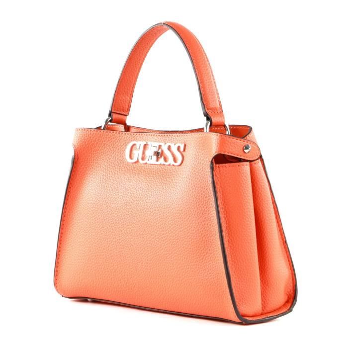 GUESS Uptown Chic Turnlock Satchel Orange 115583 Achat Vente