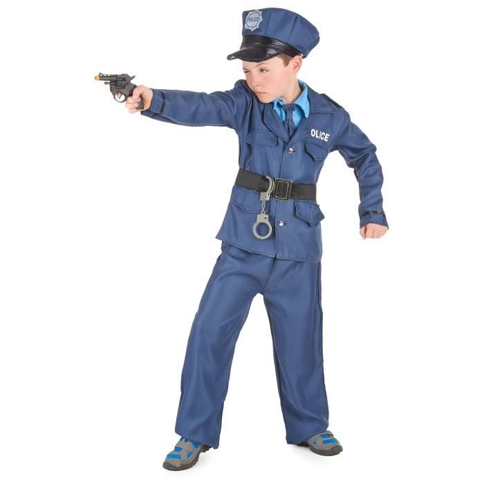 Déguisement policier bleu enfant - L 10-12 ans - Imitation cuir