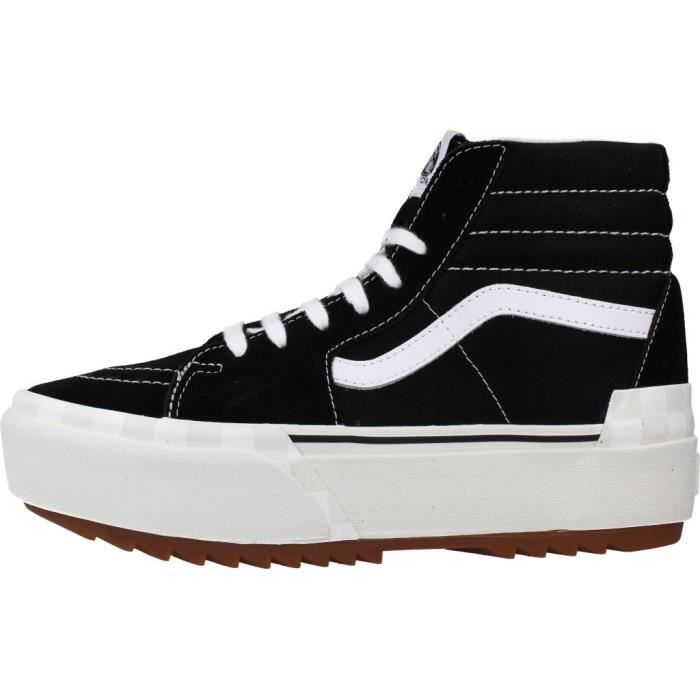 Baskets Femme VANS SK8 HI Stacked Noir Plateau Textile Noir