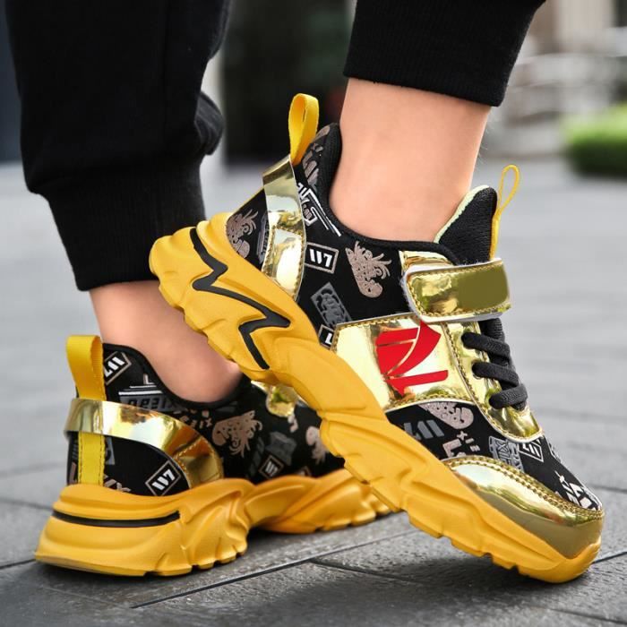 Basket Enfant Chaussures Garcon Fille Baskets Jaune Cdiscount Chaussures