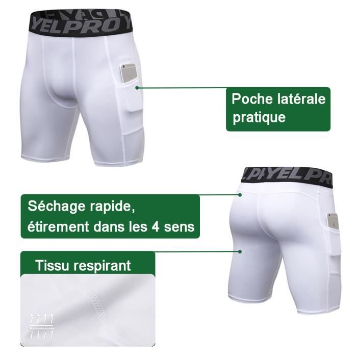 Short De Compression Homme Running - Collant Court Sport Séchage Rapide Respirant Fitness Cyclisme