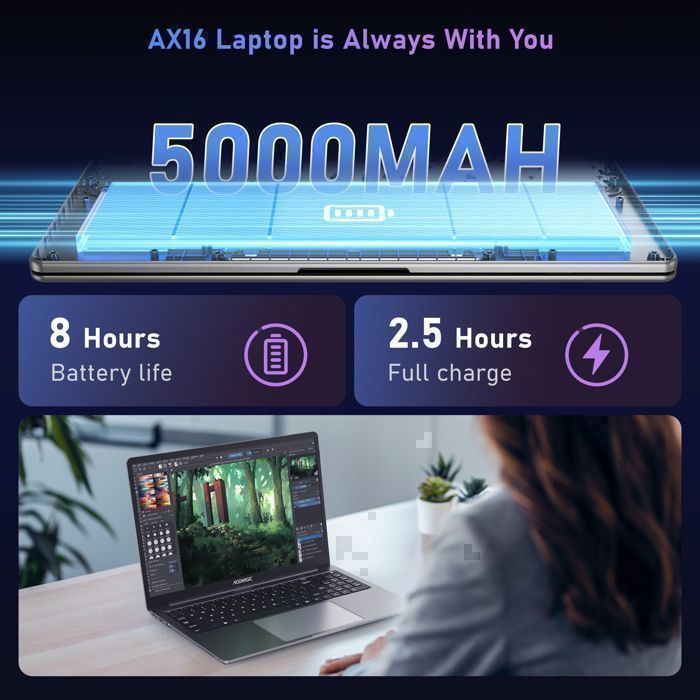 Ordinateur Portable ACEMAGIC 16,1" - Ryzen 7 5700U, 16 Go RAM, 512 Go SSD, Clavier Rétroéclairé, Portable Gaming Et Bureautique