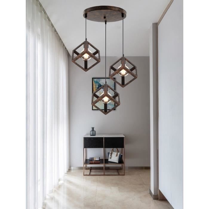 Rouille E27 Retro Métal Plafonnier Suspensions Luminaire Créatif