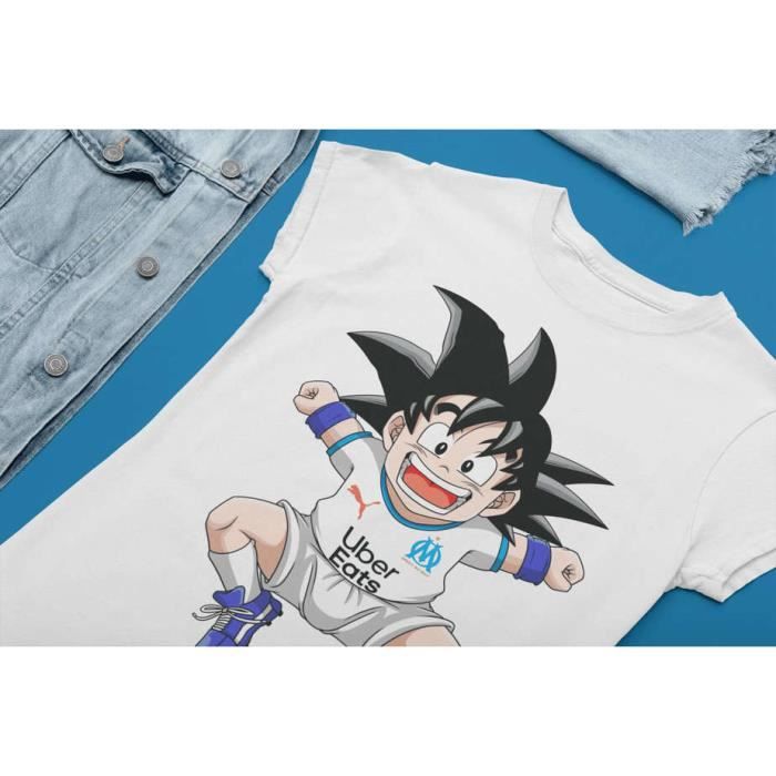 T shirt personnalis DBZ jeune Sangoku OM couleur blanc blanc