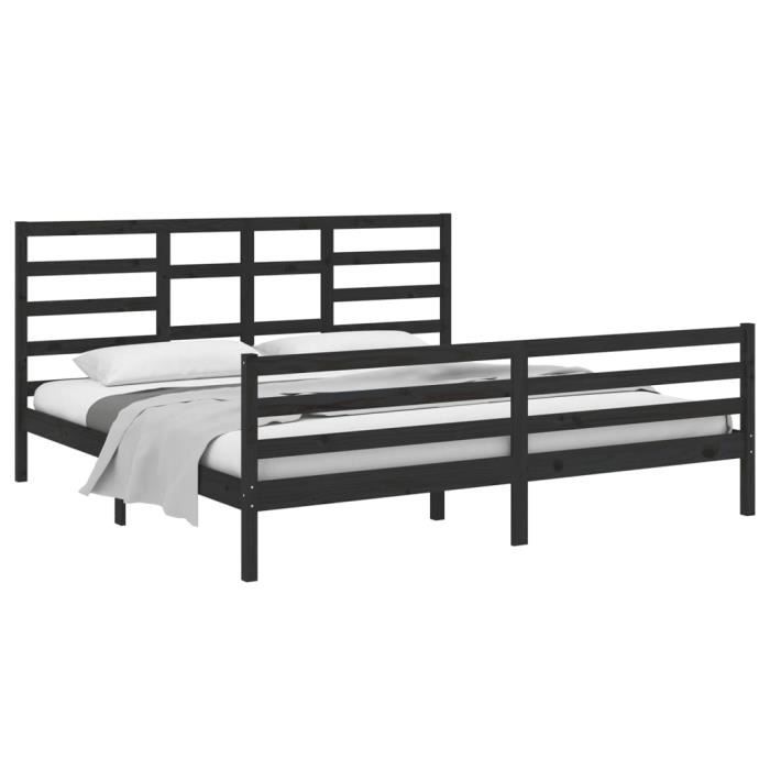 Cadre de lit pour matelas 200x200 cm en bois de pin, couleur noire VidaXL  810454 - Habitium®