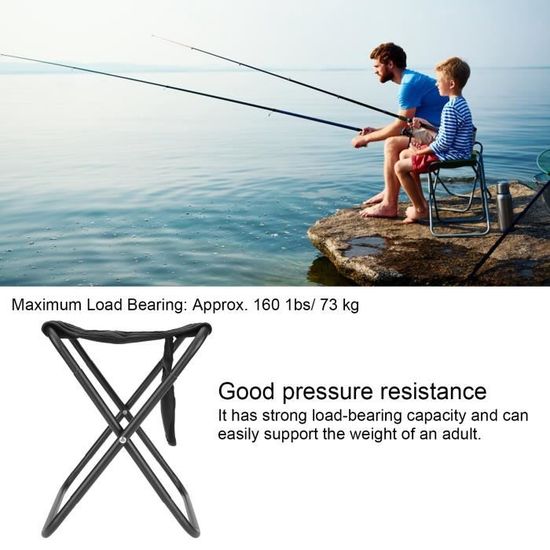 Belfoyer Tabouret Pliant Portable 200 Kg – Compact, Léger Avec Bandoulière, Idéal Pêche, Camping, Randonnée (Noir)