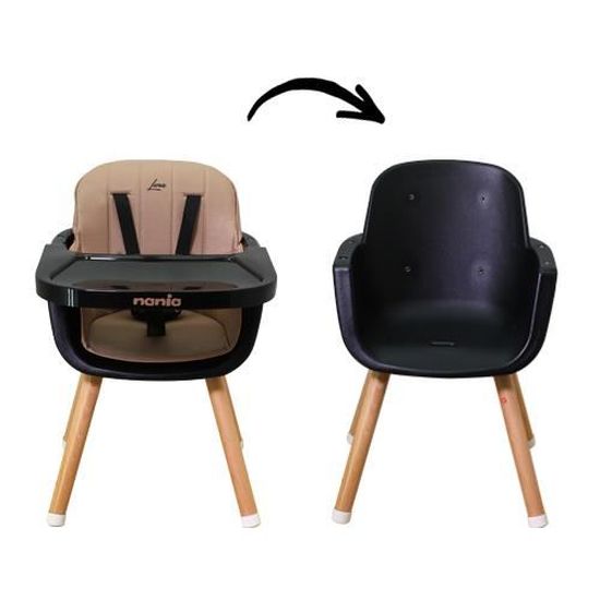 Chaise haute bébé évolutive Confort - Noir/Camel