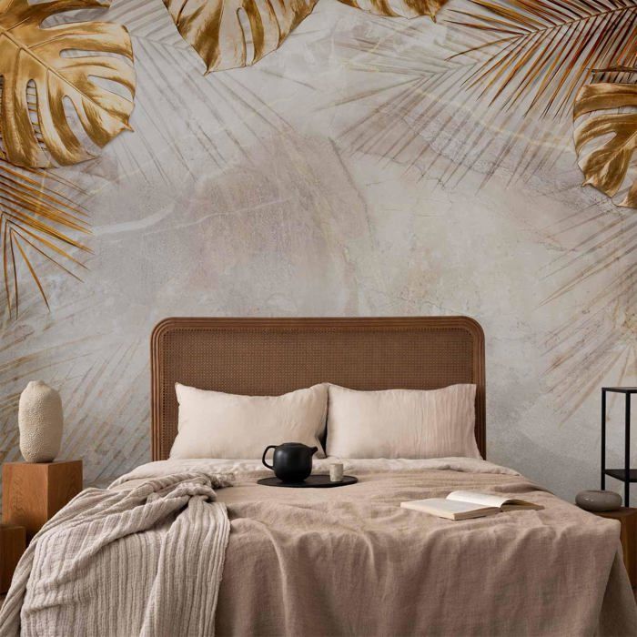 Papier Peint Panoramique Plantes or 350x256 cm Décoration murale ...