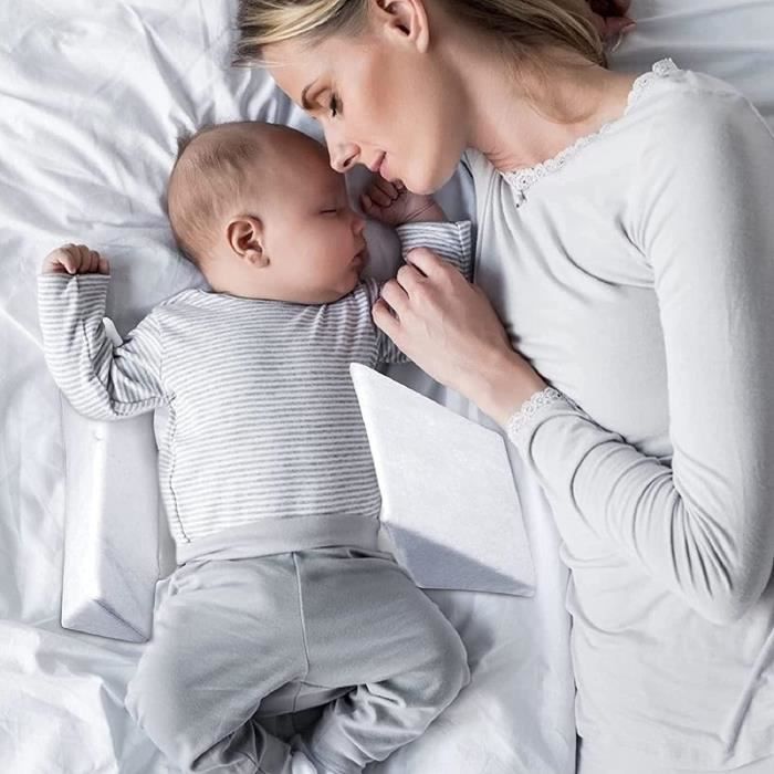 Oreiller Bébé IPENNY Anti-Retournement - En Sarrasin, Fixation Latérale, Taille 36cm, Taie Coton Lavable